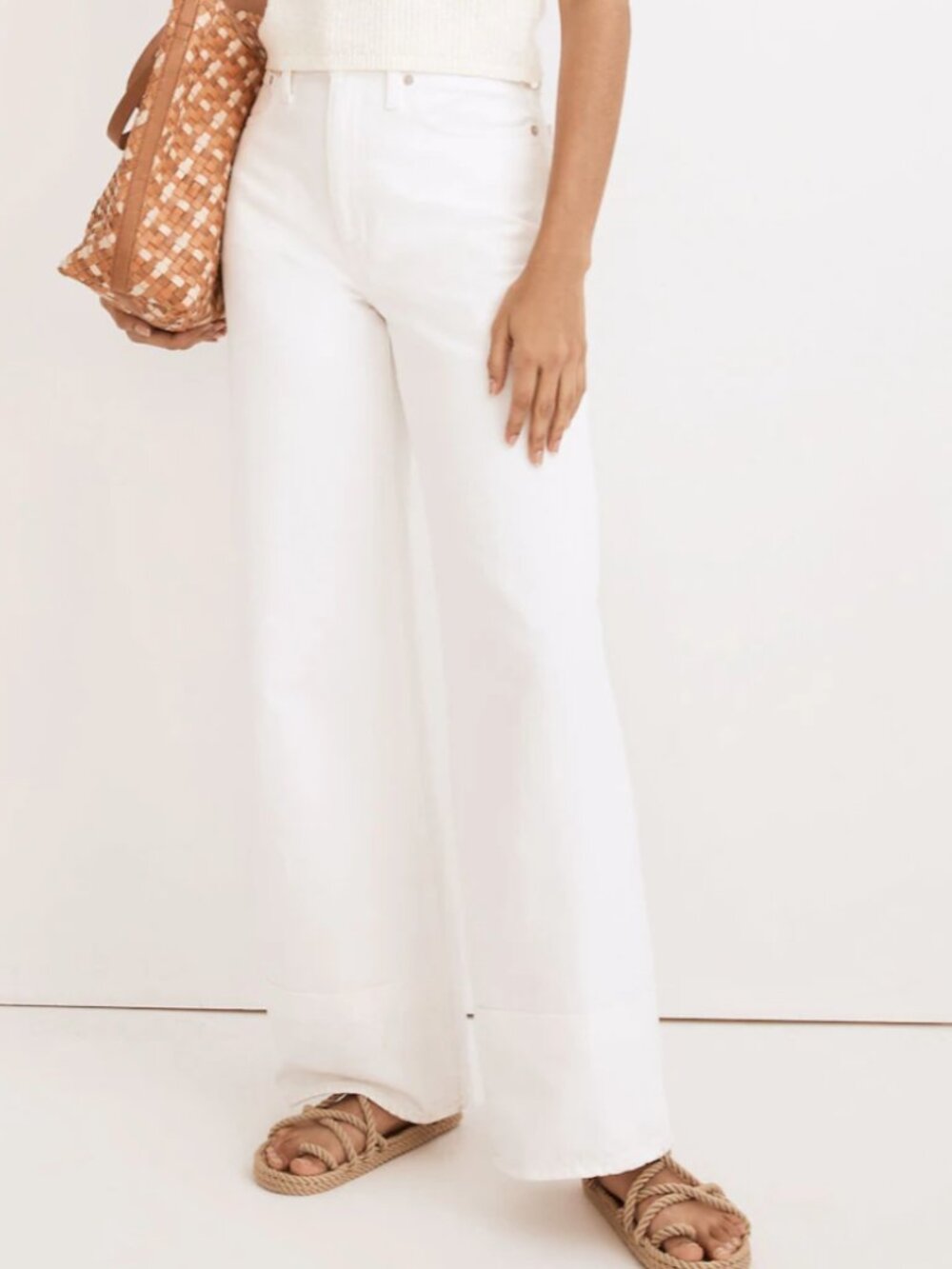 Madewell Superwide-Leg Button Fly Jeans — White — Size 30